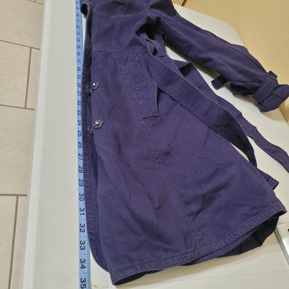 Fiorucci Womens Purple Trench Coat With Belt‎ Y2K Causal Career - Picture 11 of 11